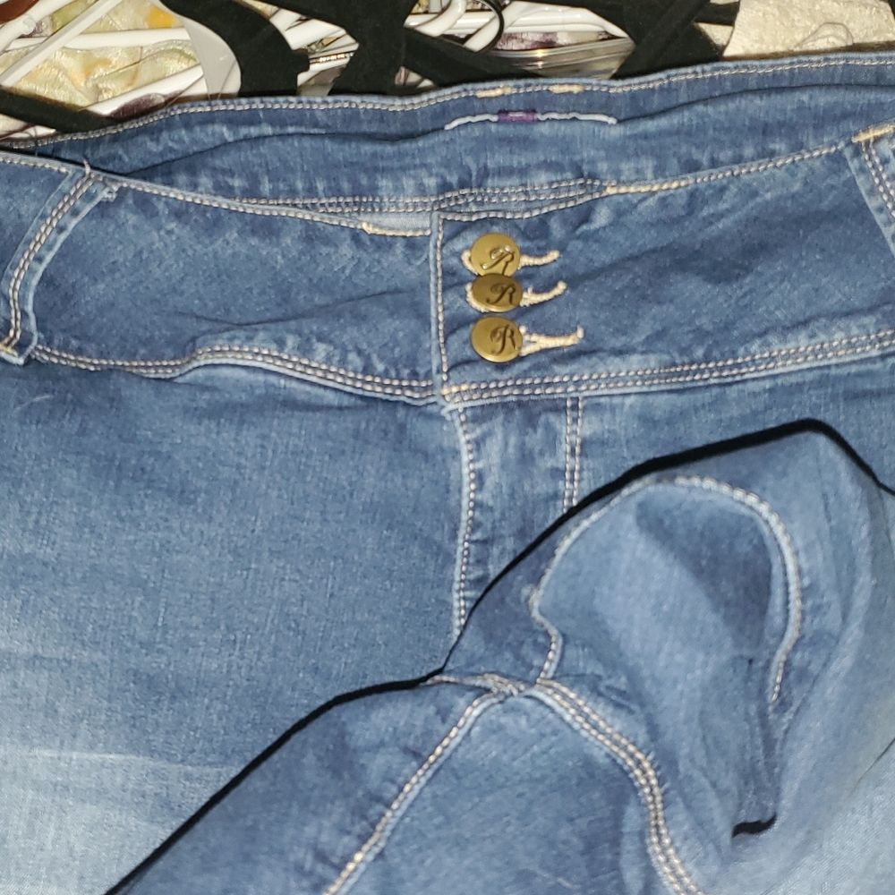 Womens plus size 24 3 button high waist jeans
